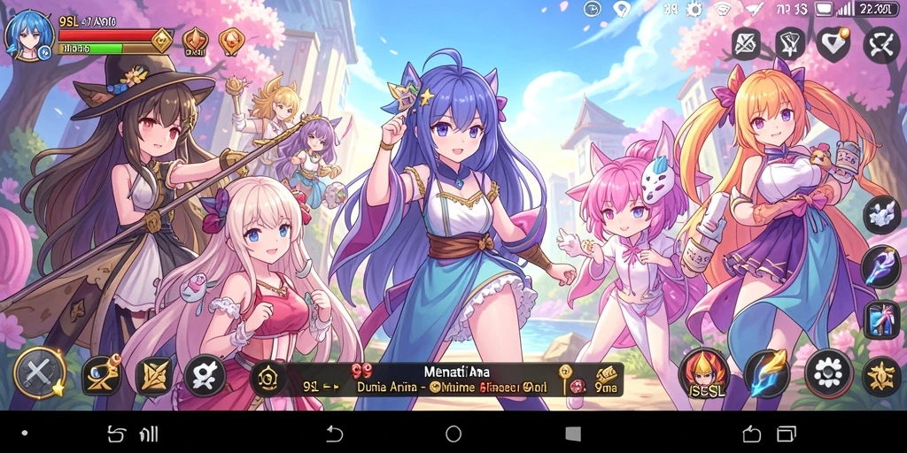 Screenshot gameplay 9SL yang menunjukkan aksi karakter anime.