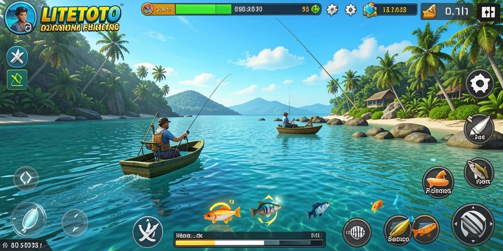 Tampilan gameplay LITETOTO yang menarik saat memancing.