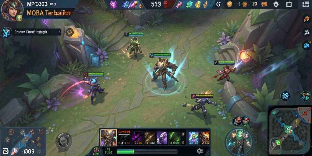 Tampilan gameplay menegangkan dari MPO303 dalam pertempuran MOBA.