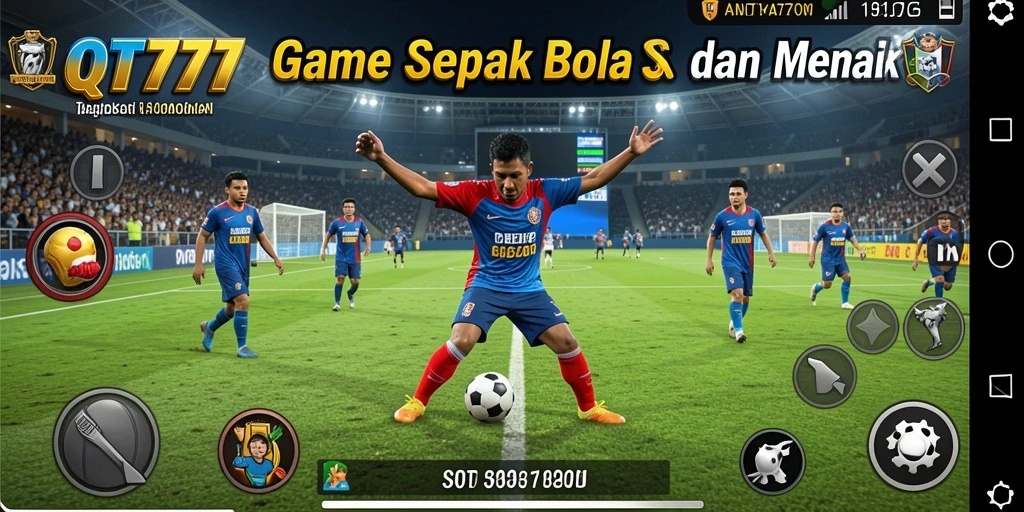 Screenshot QT777 menampilkan aksi seru pertandingan sepak bola.