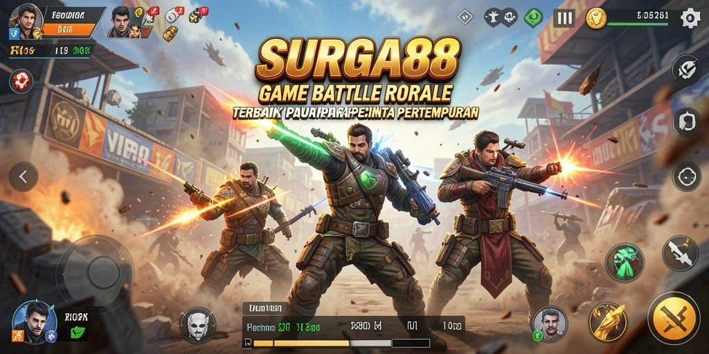 Tampilan menegangkan pertarungan seru di SURGA88 Battle Royale.